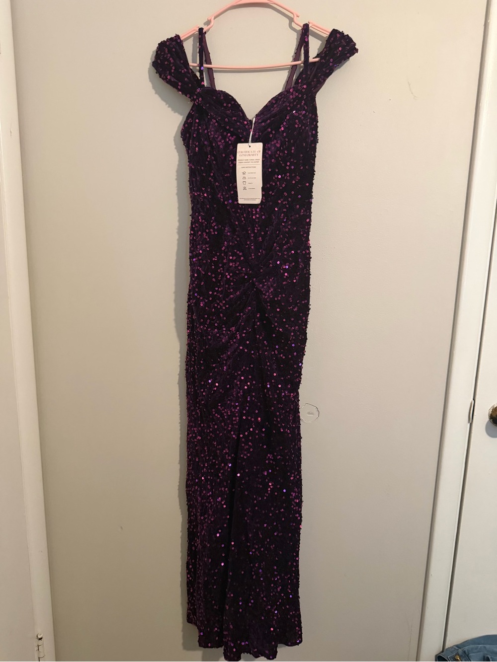 Elegant Purple Sequin Evening Gown